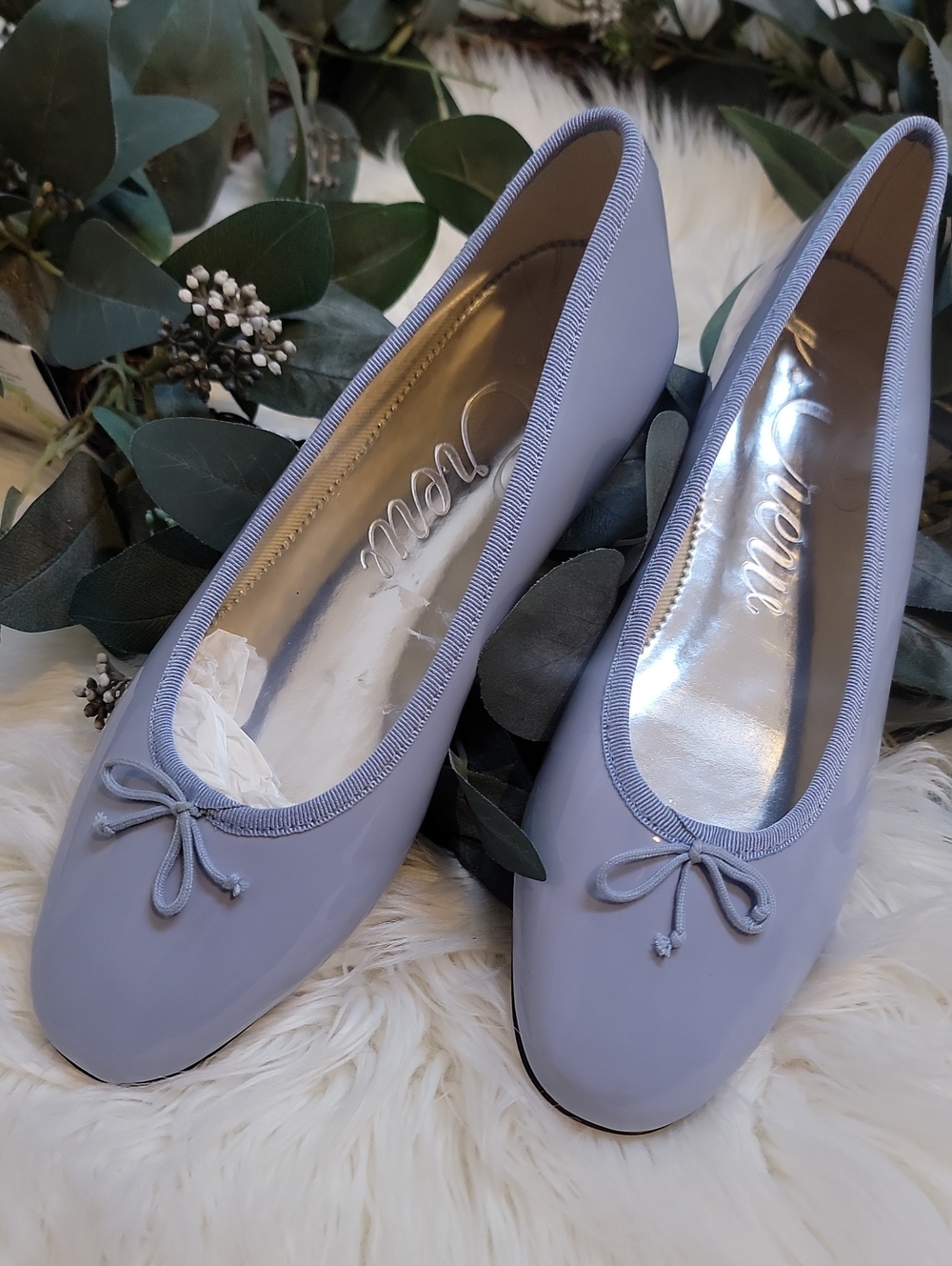 J. Crew ZOE Icy Blue/Lavender Patent Ballet Flats with Bow